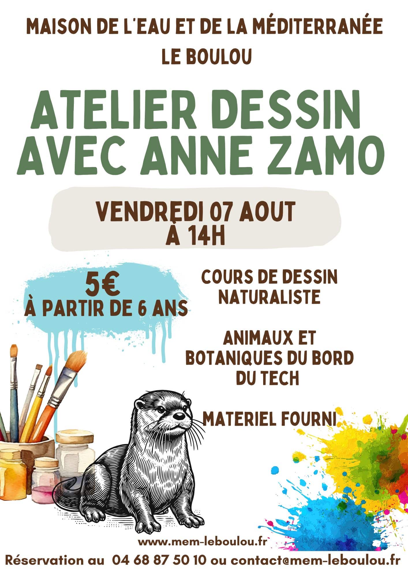 Atelier dessin naturaliste 7 août 2026 MEM Le Boulou